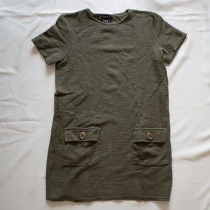 New Look Olive Green‎ Pocket Shift Dress